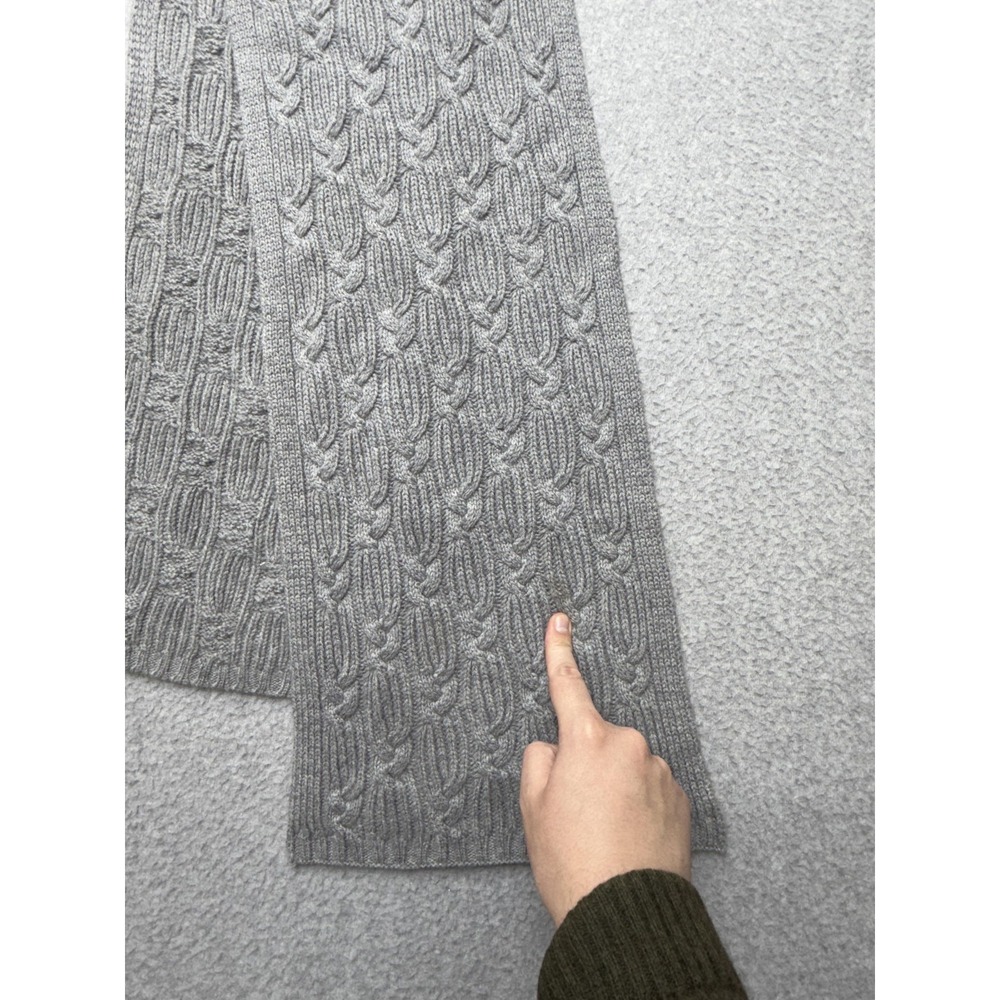 Nordstrom Scarf Womens One‎ Size Gray Cable Cable Knit Wool Cashmere Winter Soft - Picture 2 of 9